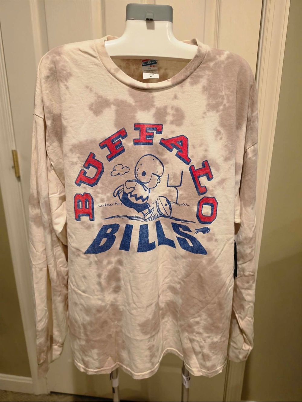 Junk Food Clothing Tan Tie-Dye Buffalo Bills Long Sleeve Shirt XL